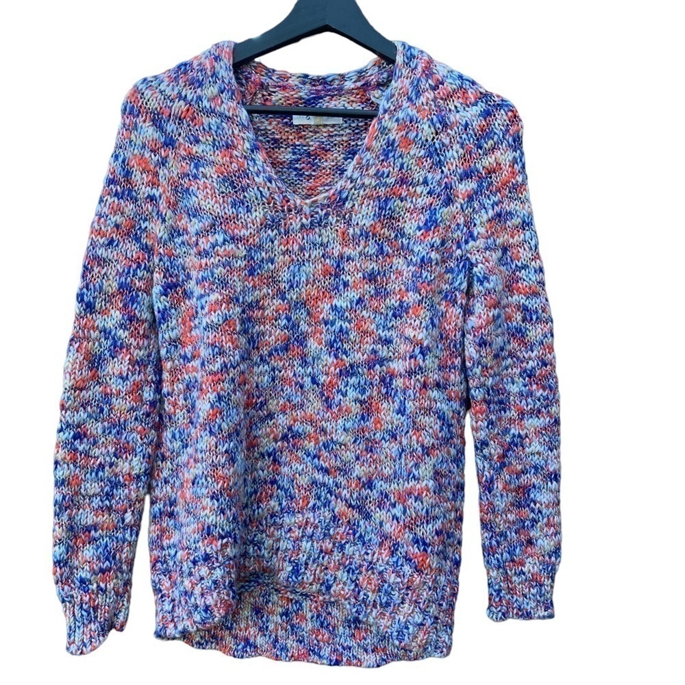 LOFT Lou & Grey Multicolor Marled Knit Soft V-Neck Sweater Size XS